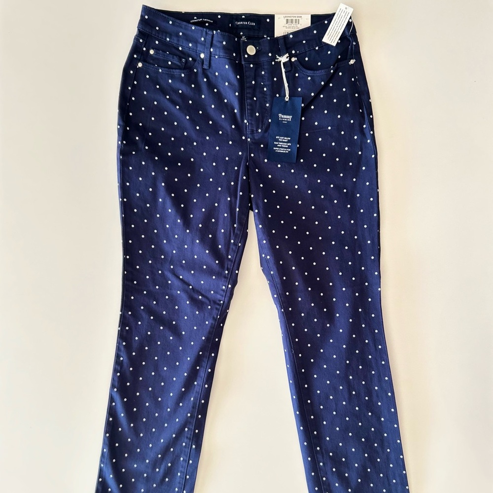 NWT - Charter Club Polka Dot Lexington Straight Leg Pants Women’s Size (10P)